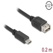 Câble USB 2.0 Delock Type-C mâle vers EASY Type-A femelle - Câble - Numérique