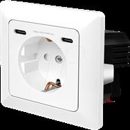 LogiLink PA0331 - Unterputz-Steckdose 1x CEE 7/3 2x USB-C 25 W weiÃƒÅ¸