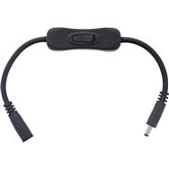 Câble CC en ligne avec interrupteur - CC mâle/femelle 4,0 x 1,7 mm - AWG 18 - noir - 0,20 m
