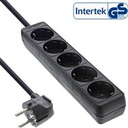 Bloc multiprises InLine - 5 prises avec terre CEE 7/3 - noir - 1,5 m