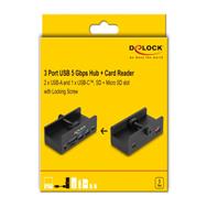 Delock Hub - Lecteur de cartes à 2 emplacements, 5 Gbit/s, externe, avec vis de verrouillage
