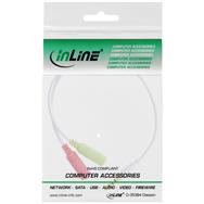 Câble adaptateur pour casque audio InLine 3,5 mm mâle 4 broches / 2 x 3,5 mm - blanc - 0,25 m