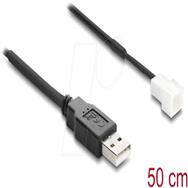 Delock Fan Cable USB 2.0 Type-A Plug to 2 Pins Populated Fan Connector Plug - Digital - 0.5 m