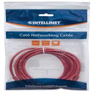 Câble réseau Intellinet - Cat6 - 7,5 m - Rouge - CCA - U/UTP - PVC - RJ45 - Contacts plaqués or - Sans accroc - Gainé - Garantie à vie - Sachet plastique - 7,5 m - Cat6 - U/UTP (UTP) - RJ-45 - RJ-45