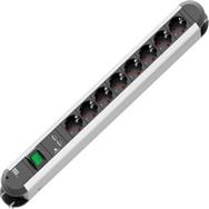 Multiprise Bachmann PRIMO 1,75 m Noir Argent 8 prises CA