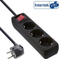 Bloc multiprises InLine - 3 prises avec contact de terre CEE 7/3 - avec interrupteur - noir - 3 m