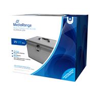 MEDIARANGE BOX79 - Box case - 120 discs - Silver - Fleece - Plastic - Wood - 120 mm - Aluminium