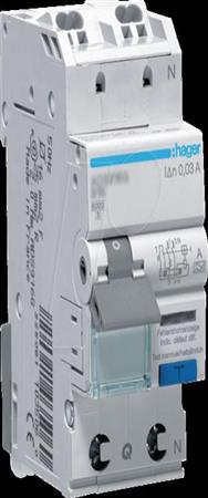 Interrupteur différentiel Hager 1P+N 6kA B-40A 30mA ADS940D