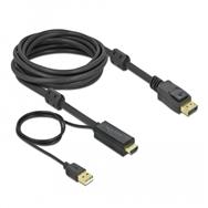 Câble vidéo/audio Delock - HDMI, USB (alimentation uniquement) mâle vers DisplayPort mâle