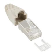 Connecteur à sertir en ligne RJ45 8P8C blindé avec enfileur + protection contre la courbure 100 pièces.