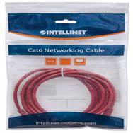 Câble réseau Intellinet - Cat6 - 1 m - Rouge - CCA - U/UTP - PVC - RJ45 - Contacts plaqués or - Sans accroc - Gainé - Garantie à vie - Sachet plastique - 1 m - Cat6 - U/UTP (UTP) - RJ-45 - RJ-45