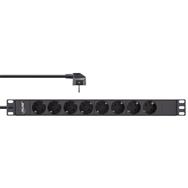 Bloc multiprises InLine 19" - 8 prises avec contact de terre - sans interrupteur - 2 m - noir