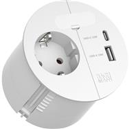 Chargeur de boucle Bachmann 1xCEE7/3 1xUSB A/C 22W 2m Blanc