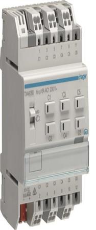 Hager TXA606D - Actionneur de store/volet roulant - Montage sur rail DIN - 6 canaux - Blanc - 230 V - 50/60 Hz