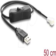 Delock Fan Cable USB 2.0 Type-A Plug to 2 Pins Populated Fan Connector Plug - Digital - 0.5 m