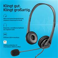 HP USB G2 Stereo Headset: Wired, Black