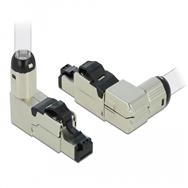 Connecteur RJ45 Delock Cat. 8.1 coudé en métal - 1x RJ-45 - Gris - Mâle - Coudé - Zinc - Cat. 8.1