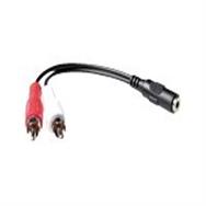 ACT 0,15 meter audio connection cable 1x 3,5 mmm jack male naar 1x 3.5mm stereo jack female - 2x RCA male - 2 x RCA - Male - 3.5mm - Female - 0.15 m - Black