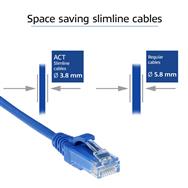 ACT Blue 0.25 meter LSZH U/UTP CAT6 datacenter slimline patch cable snagless with RJ45 connectors - 0.25 m - Cat6 - U/UTP (UTP) - RJ-45 - RJ-45 - Blue