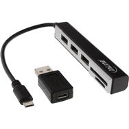 Lecteur de cartes USB OTG en ligne et concentrateur USB 2.0 à 3 ports
