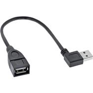 Câble intelligent USB 2.0 InLine coudé + réversible Type A mâle / femelle noir 0,2 m