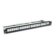 Panneau de brassage vierge en ligne 19" Cat.6A 24 ports 1U noir