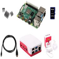 Kit de démarrage Raspberry Pi Pi 4 - Raspberry Pi 4 - 4 Go - Boîtier plastique Raspberry Pi 4 B d'origine - Câble/adaptateur - 1,5 m