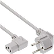 Câble d'alimentation InLine - CEE 7/7 coudé / IEC C13 3 broches coudé - gris - 0,5 m