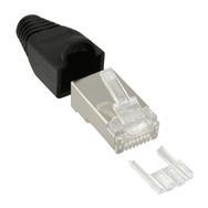 Connecteur à sertir en ligne RJ45 8P8C blindé avec enfileur + protection contre la courbure 100 pièces.