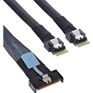 InLine MCIO Cable - MCIO x8 Connector to 2x 4i SFF-8654 Connector - 1m