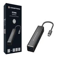 Conceptronic DONN 3-Port USB Hub with Card Readers - USB 3.2 Gen 1 (3.1 Gen 1) Type-C - Black - MicroSD (TransFlash) - SD - SDHC - SDXC - USB 3.2 Gen 1 (3.1 Gen 1) Type-A - Aluminium - China