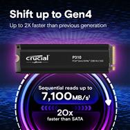 Crucial P310 PCIe G4 2280 NVMe M.2 avec dissipateur thermique
