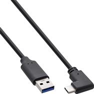 Câble USB 3.2 InLine - USB-C mâle coudé vers USB-A mâle - noir - 1,5 m