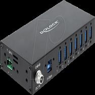 Delock Industrial Hub 7 x USB 5 Gbps Type-A with 8 kV ESD Protection and DIN Rail Mounting