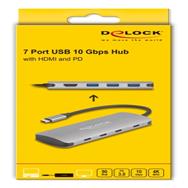 Hub USB Delock et sortie HDMI 4K avec connecteur Type-C - Hub - 10 Gbit/s