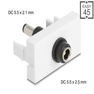 Module Delock Easy 45 DC 5,5 x 2,5 mm femelle vers 5,5 x 2,1 mm mâle blanc