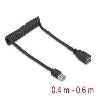 Câble spiralé USB 5 Gbit/s Delock Type-A mâle vers femelle - Câble - Numérique