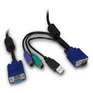 Inter-Tech 88887250 - 3 m - PS/2 - PS/2 - VGA - Noir - Bleu - VGA - USB - 2x PS/2