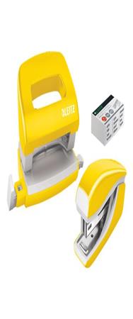 Esselte Leitz 55612016 - Set Mini-HeftgerÃ¤t und -Locher NeXXt WOW gelb - Punch