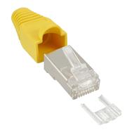 Connecteur à sertir en ligne RJ45 8P8C blindé avec enfileur et protection anti-pliage - jaune