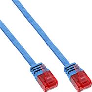Câble patch plat ultra-fin InLine U/UTP Cat.6 Gigabit prêt bleu 3 m