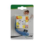 Câble rond InLine SATA 6 Gb/s bleu coudé à gauche à 90° avec loquets 0,5 m