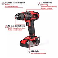 Perceuse-visseuse à percussion sans fil Einhell TE-CD 18/44 Li-i 1x2,5Ah Power X-Change 2 vitesses avec batterie