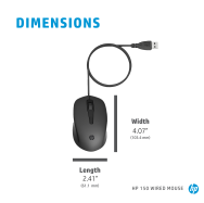Souris optique ambidextre USB Type-A HP 150