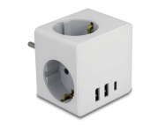 Cube de prise triple Delock avec sécurité enfant et chargeur USB