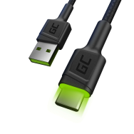 Green Cell KABGC06 - 1,2 m - USB A - USB C - 480 Mbit/s - Noir
