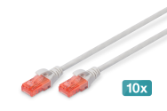 Câble de raccordement réseau DIGITUS CAT6 UTP LSZH, paquet de 10, 0,5 m