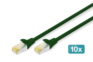 DIGITUS CAT 6A S-FTP Patchkabel Cu LSZH AWG 27/7 Länge 1m 10 Stück Färg grön