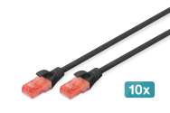 Câble de raccordement réseau DIGITUS CAT6 UTP LSZH, paquet de 10, 0,5 m
