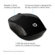 Souris optique sans fil ambidextre HP 200 2,4 GHz (X6W31AA#ABB)